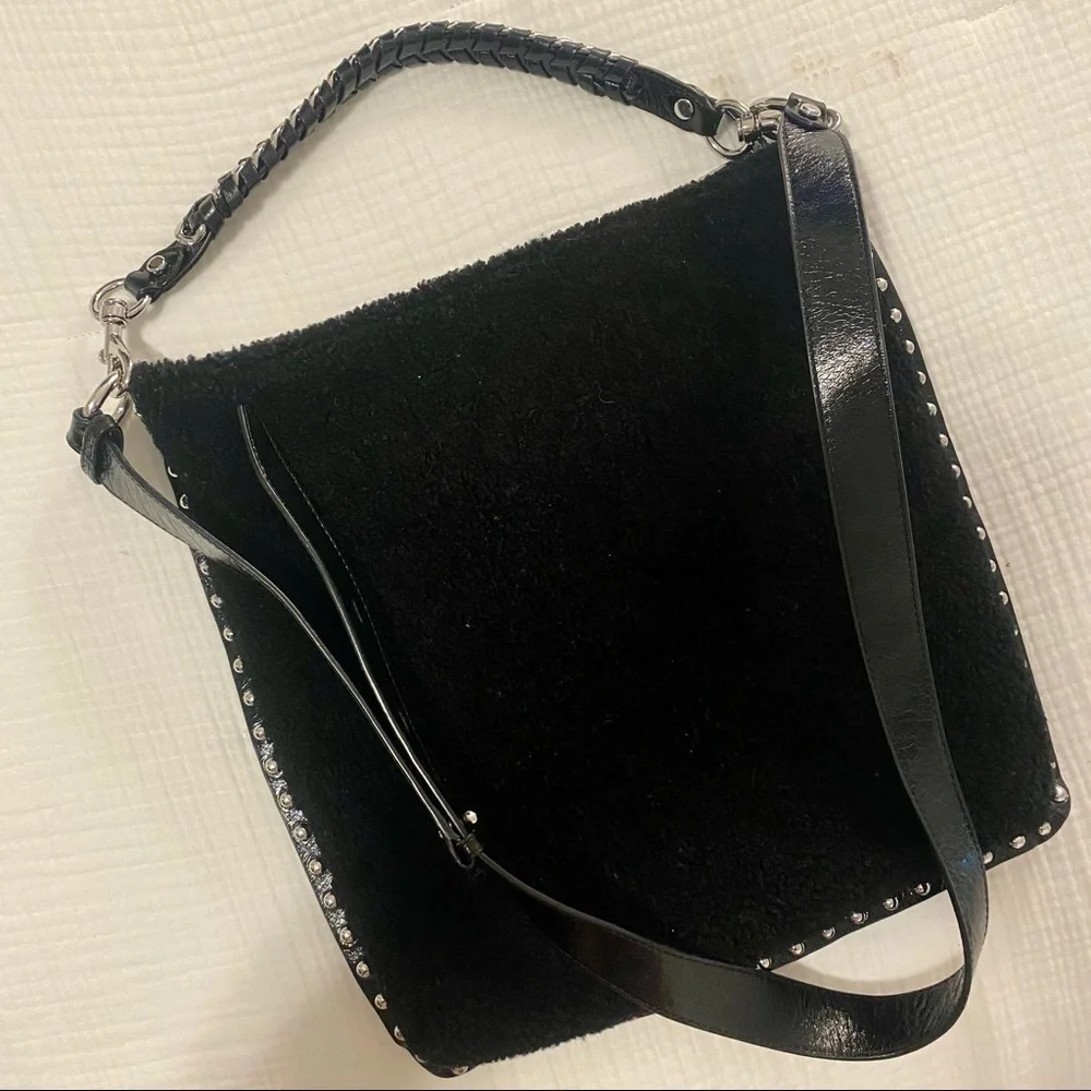 Rebecca‎ Minkoff Alexa Black Shearling Hobo Bag - Picture 8 of 8